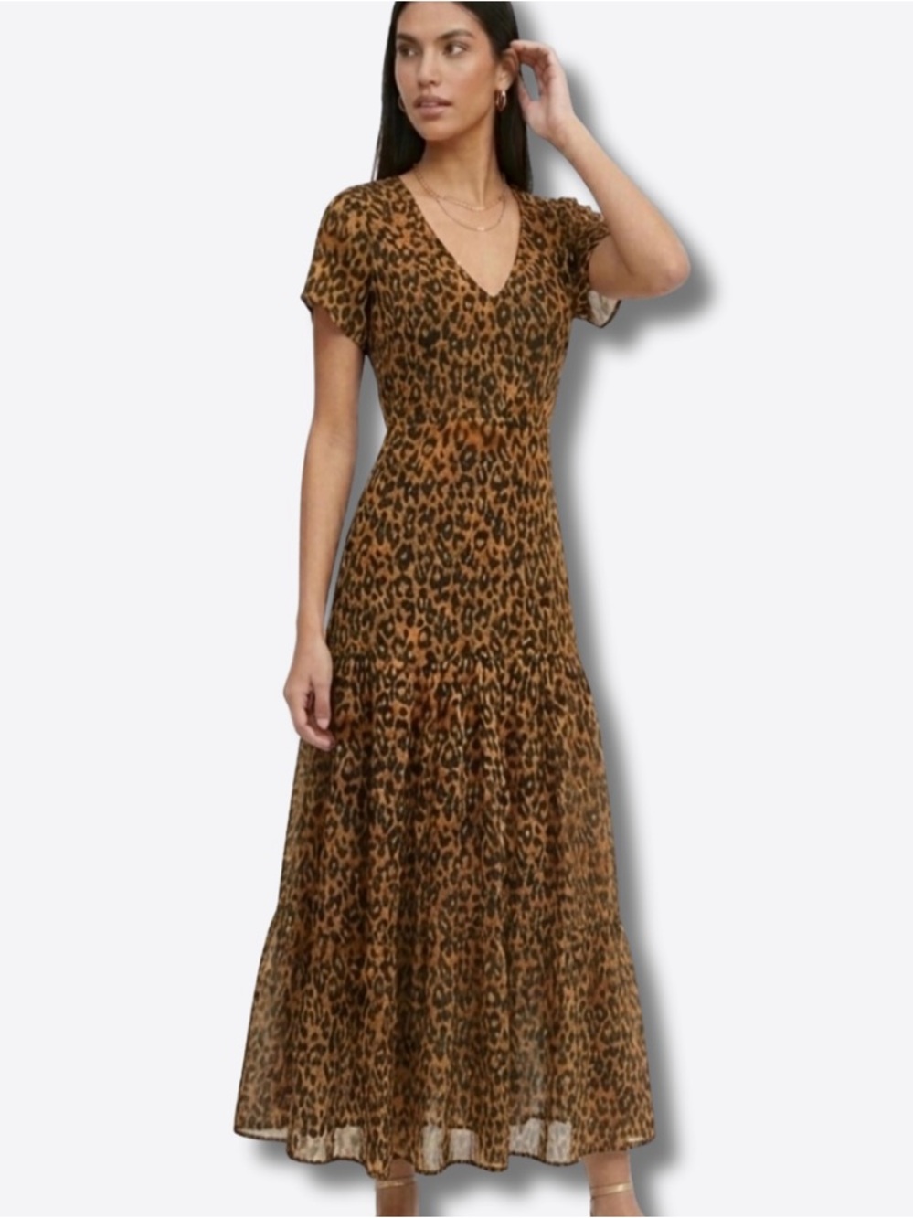 Zara Cleopatra Leopard Print Boho Maxi Dress NWT